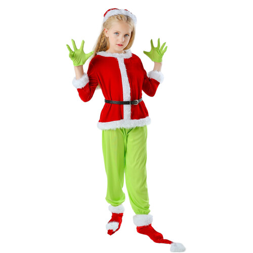 Grinch Costume with Green Fur Mask