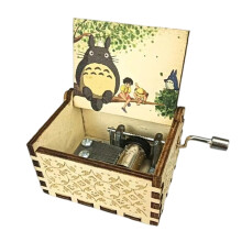 Wooden Music Box with Classical Carving Decoration