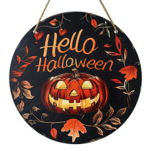 Halloween Door Sign Wooden Pumpkin Wreath