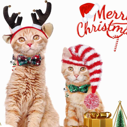 Christmas Cat Collar with Bow Tie and Bell Breakaway 1