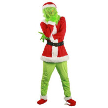 Grinch Costume with Green Fur Mask