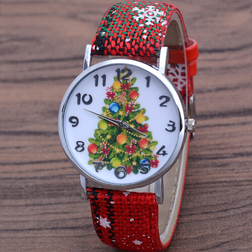 Women's Christmas Tree Quartz Watch with Bright Leather 1