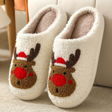 Christmas Elk Cotton Slippers Unisex Plush Indoor