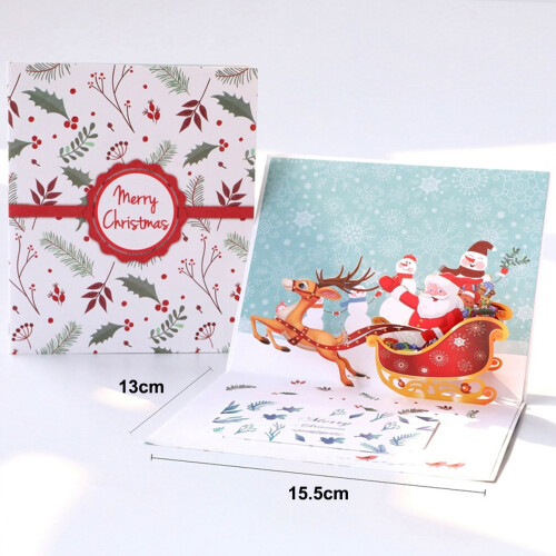 3D Christmas Card Handmade Pop-Up Xmas Tree Green 1