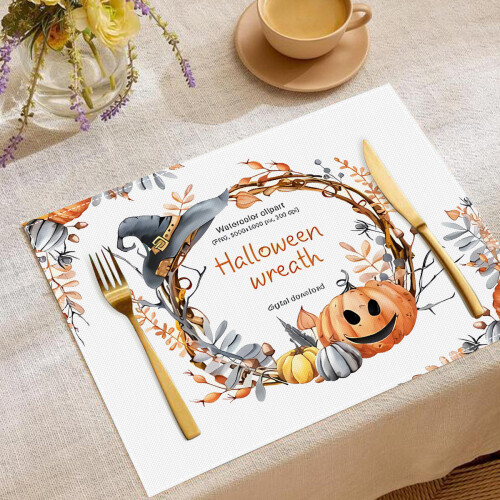 Halloween placemats set 4 pieces 30 cm washable 1