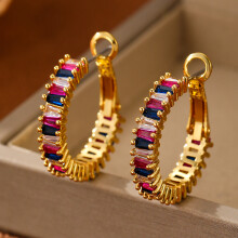 CZ Gold Hoop Earrings for Women