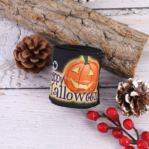 Halloween Ribbons Wire Edge Skull Pumpkin Web 1