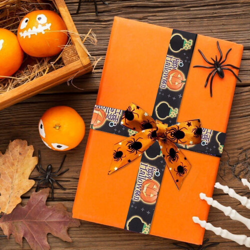Halloween Ribbons Wire Edge Skull Pumpkin Web 2