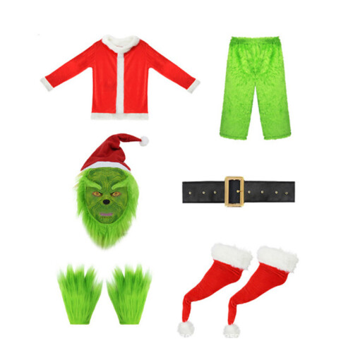 Grinch Costume with Green Fur Mask 1