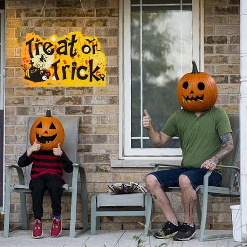 Halloween Hanging Signs Skull Witch Pumpkin Decor 2