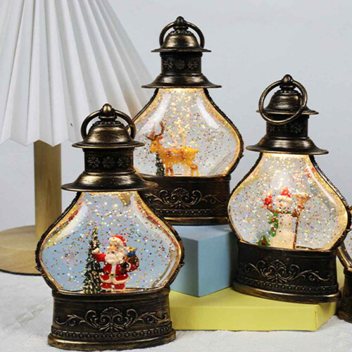Christmas Snow Globe Lantern Cylinder Bronze 1 Pc 1