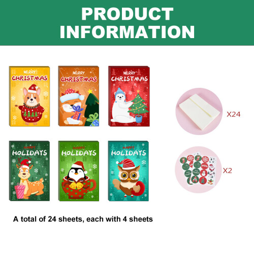 Christmas Greeting Card Set with Envelopes and Stickers 24 1