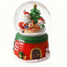 Christmas Crystal Ball Music Box Santa Snowman