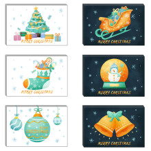 Christmas Cards with Envelopes Floral Gold Leaf Design