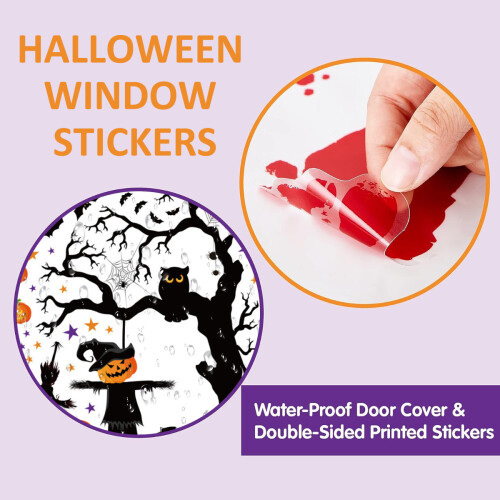 Halloween Gel Window Decals Pumpkin Witch Bat Spider 2