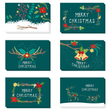 Christmas Cards with Envelopes Floral Gold Leaf Design