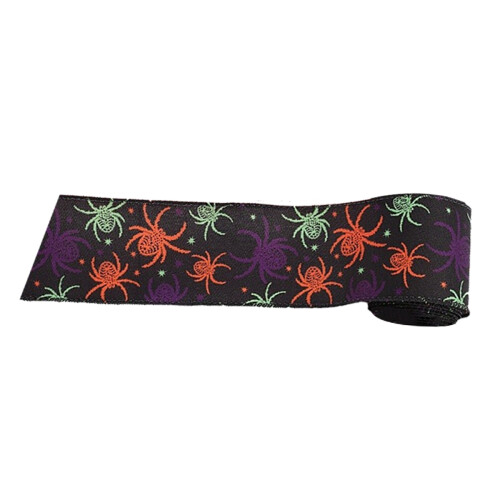 Halloween Ribbon with Wire Edge Skull Pumpkin Design