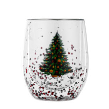 Cute Double-Wall Glass Mug for Tea and Coffee, Christmas
