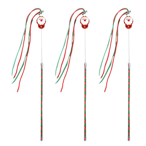 Christmas Cat Tassel Bell Toy Pole 3 pcs
