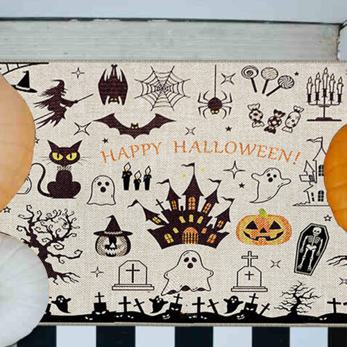 Halloween Welcome Mat Rubber Backing 18x28 Inch 1