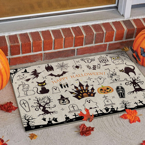 Halloween Welcome Mat Rubber Backing 18x28 Inch 2
