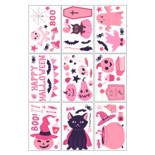 Halloween Window Stickers Pink Ghost Pumpkin Bat