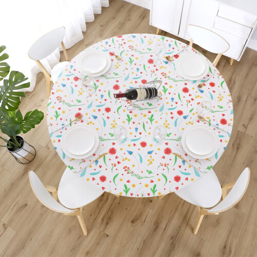 Fitted Tablecloth PVC Waterproof Oil-Proof Flannel Back 1
