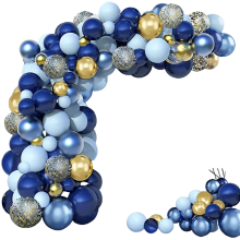 Birthday Balloon Garland Blue Gold 133 Balloons