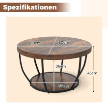 Ronde salontafel - 2-laags, hout met metalen frame