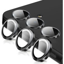 TECHTA Protection Caméra pour Samsung Galaxy A15 4G/5G - Verre Trempé HD 9H et Cadre Aluminium 3D - Noir