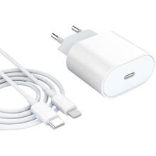 Chargeur Rapide USB C 20W avec Cable 1M Prise Rapide Secteur USB- C Mural Alimentation Adaptateur pour Phone 12-12 Mini - 12 Pro