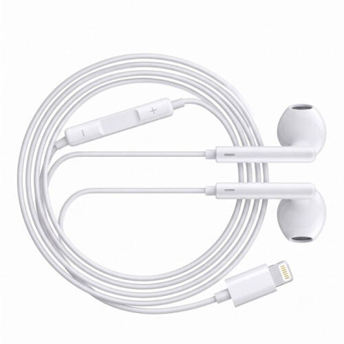 Écouteurs Filaires pour iPhone 12 Pro Max Lightning avec Micro intégré Blanc