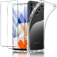 Coque - TECHTA - pour Samsung Galaxy A14 4G/5G - 2 Verres Trempés - Silicone - Coins renforcés - Protection écran - Transparent