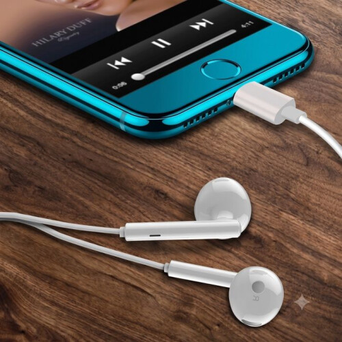 Écouteurs Filaires pour iPhone 12 Pro Max Lightning avec Micro intégré Blanc 1
