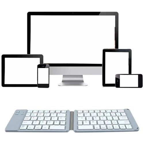 Dual Folding Wireless  Keyboard for  Cell Phone Tablet Computer  Mute Multi-Function Keyboard, B 1
