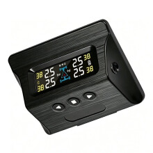 1set Solar-Powered Tire Pressure Monitoring System (TPMS) with Wireless Solar-Charged Display, Real- Tire Pressure