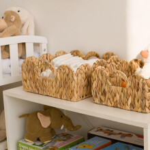 Panier en Osier Festonné, Panier de Chambre D'Enfant avec Poignées, Paniers en Rotin Tressé pour L'Organisation, Étagère de Panier Décorative