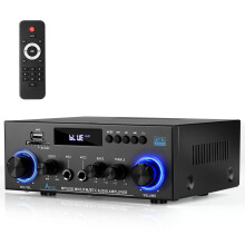 Romicta Stereo Audio HiFi Amplifier, 800W Bluetooth Amplifier 5.0, 2 Channels 12V/230V, LCD Display, SD/USB, FM Radio, Compatible with Active subwoofe