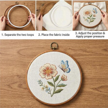 2 Stuks 8 Inch Borduurringen, Ronde Borduurramen voor Presentatie, Imitatiehout, Borduurringframe