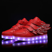(Red,34)Light Up Children Sneakers Toting Usb Charging Indoor Outdoor Summer Spring