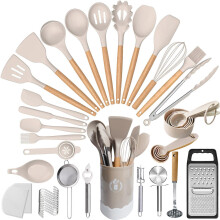 UXIYI Silicone Kitchen Utensils Set, 46pcs Cooking Utensil Set, Silicone Spatula Set with Holder for Cooking Nonstick Heat Resistant Kitchen Gadgets,
