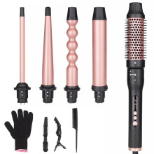 UNOBEY 5 in 1 Curling Wand Set, Curling Iron Brush Set with Thermal Brush