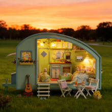 CUTEROOM DIY Miniature House for Adult with Furniture- Caravan Time Travel