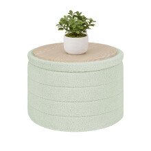 Bonlife Extra Large Round Ottoman with Storage, Folding Boucle Stool, 56cm