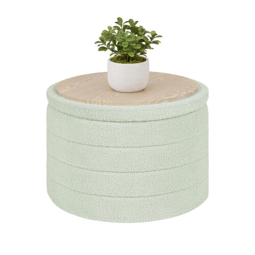Bonlife Extra Large Round Ottoman with Storage, Folding Boucle Stool, 56cm
