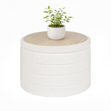 Bonlife Extra Large Round Ottoman with Storage, Folding Boucle Stool, 56cm