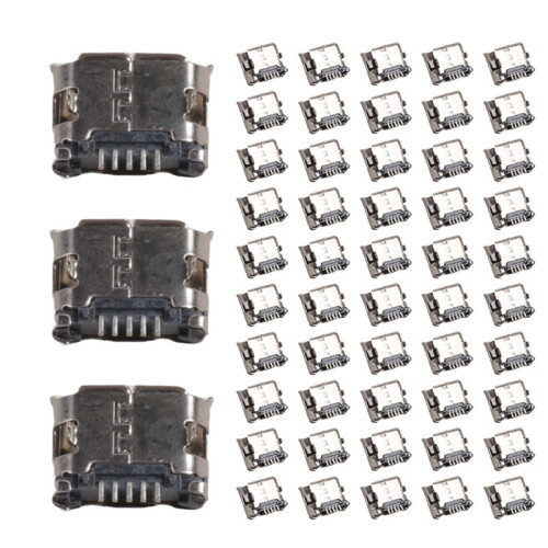 60Pcs Micro-USB Type B Female 5 Pin SMT Placement SMD DIP Socket Connector