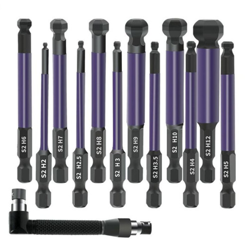 13Pcs  End Hex Bit 75mm 1/4 Inch Hex Shank with Double-Ended Socket Hexagonal Drill Bit   Screwdriver Bit