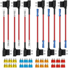 12 Adaptateurs de Fusible Standard 12 V avec 24 Fusibles à Lames pour Automobile, Adaptateur de Remplacement Automobile APR ATC 12 V