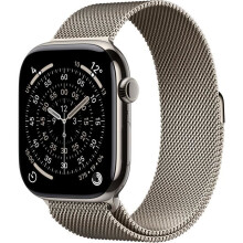 Apple Watch Series 11 GPS + Cellular - 46mm - Gehäuse aus natürlichem Titan - Armband aus natürlichem Mailänder Loop - S/M